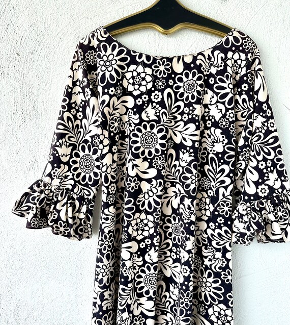 Vintage 60s 70s Hawaiian Flower Power Bell Sleeve Dre… - Gem