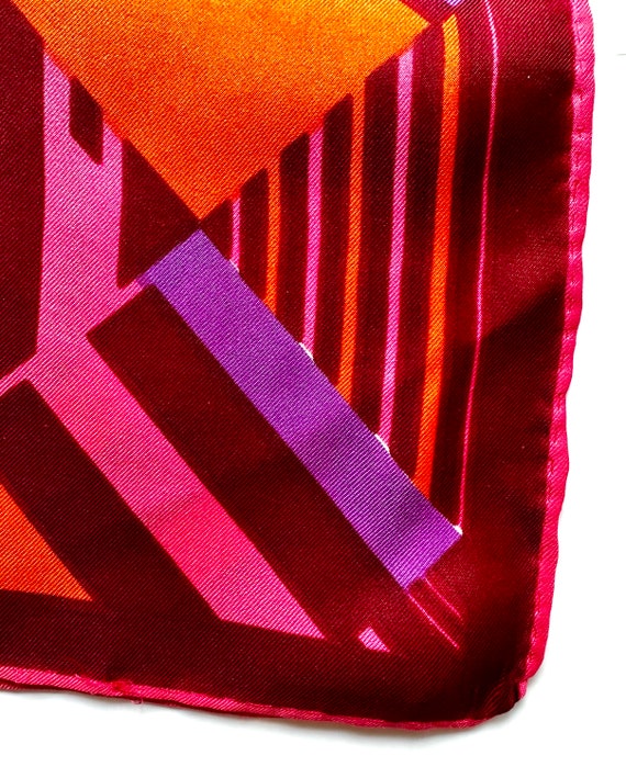 Vintage 60s Mod Silk Scarf Pink Purple 1960s 1970… - image 6