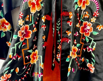 ジャケット・アウター AMERI vintage flower embroidery shirt Vintage Army Jacket with Love & Peace with Mini Flower