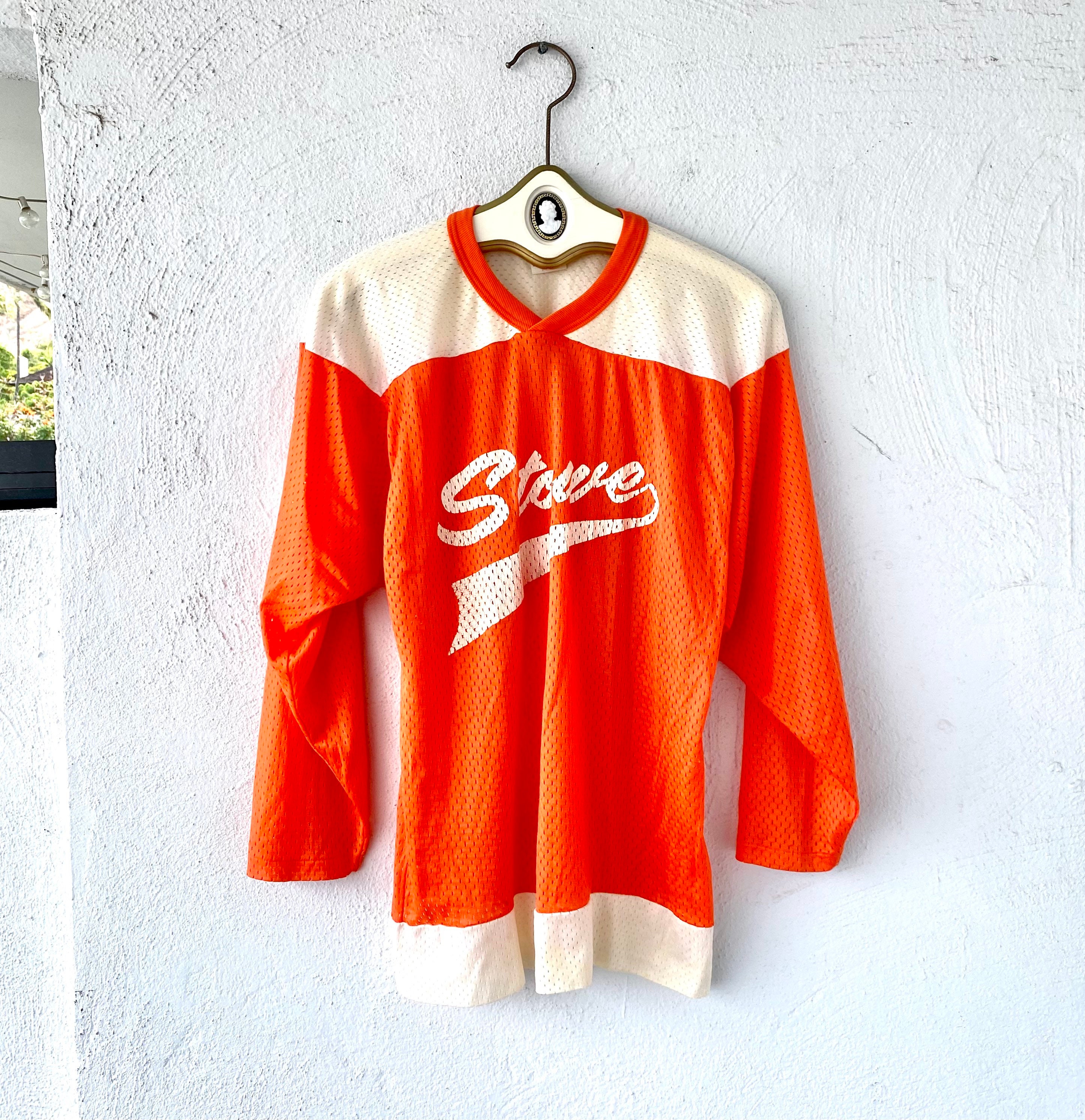 ChicVintageHawaii Vintage 70s NFL Football Sports Jersey Mesh Long Sleeve Top Orange White Shirt