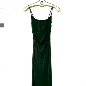 Vintage 90s Ribbed Bodycom Maxi Dress Cut Slip Dress Black 1990s Formal Prom Dress