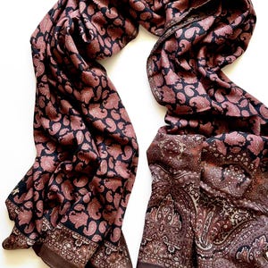 Vintage Etro Paisley Scarf Large Wool Crepe Designer Large Scarf Wrap
