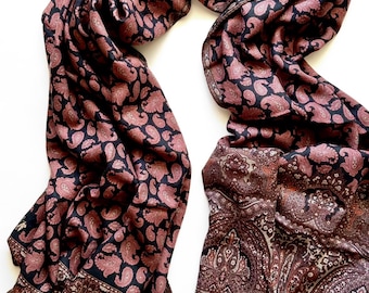 Vintage Etro Paisley Wool Crepe Scarf: Large Designer Wrap
