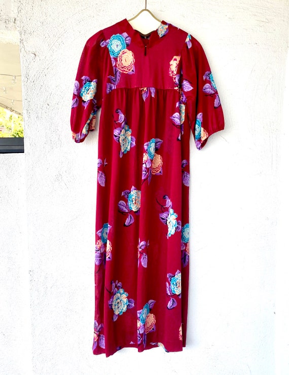 Vintage 70s Hawaiian Muumuu Prairie Puffy Sleeve … - image 8