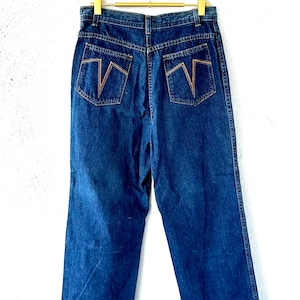 Vintage 70s Denim Back Pocket Stiched Jeans with Stretch // Disco Pants