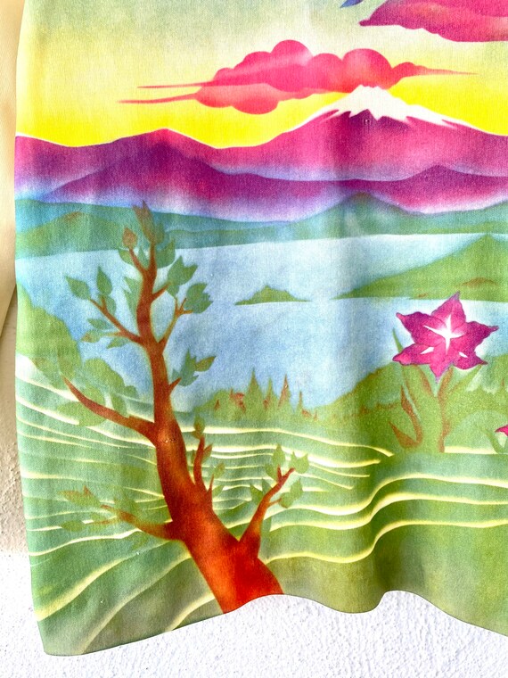 Vintage 70s Airbrush Rainbow Shirt 1970s Mountain… - image 4