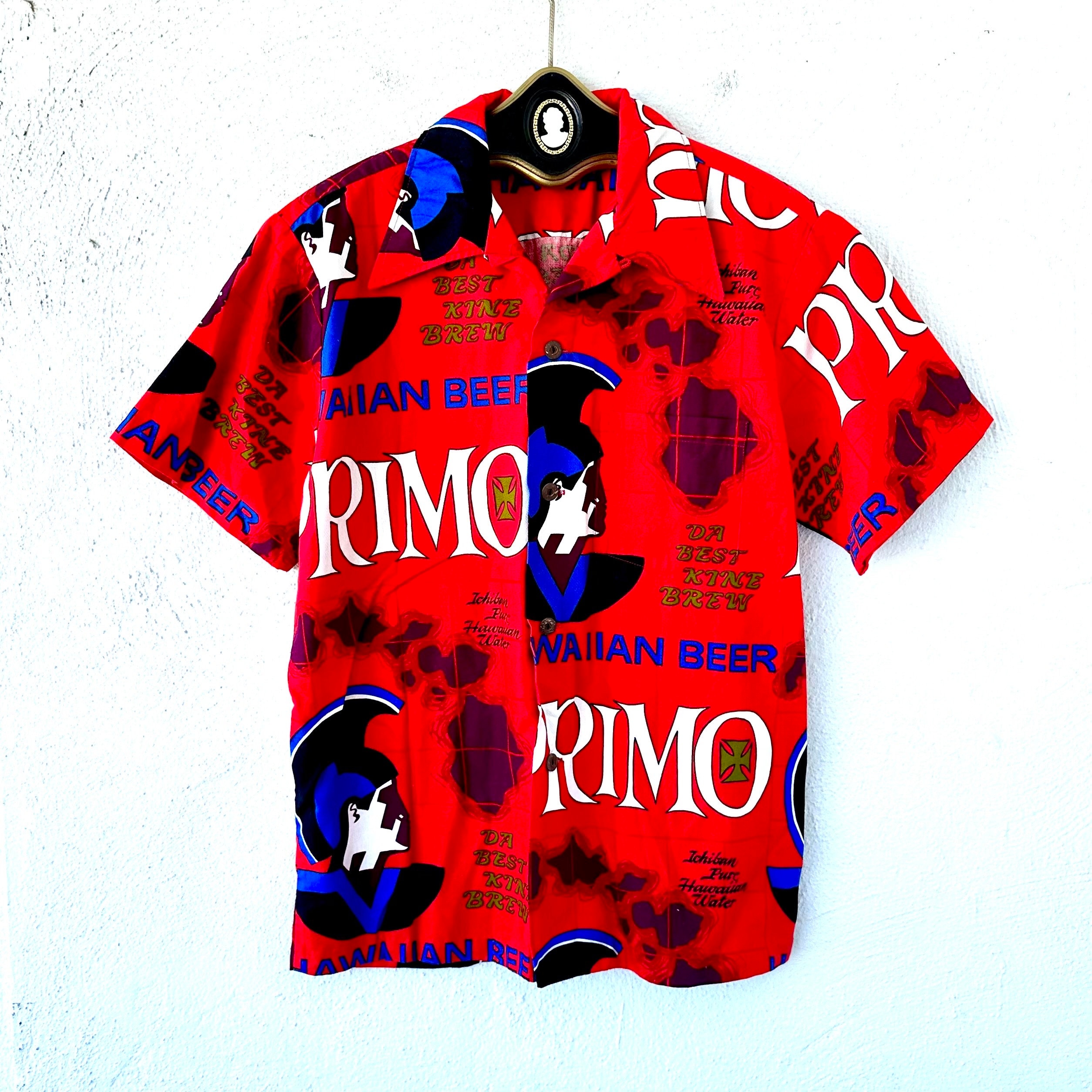 Vintage 70s Primo Beer Hawaiian Aloha Shirt Hawaii Barkcloth Vintage 70s Primo Beer Hawaiian Aloha Shirt Hawaii Barkcloth