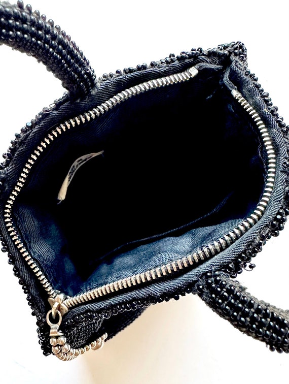 Vintage Art Deco Beaded Bag 1920s Black Handbag - image 5