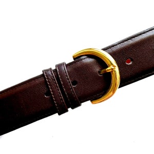 Vintage Coach Leather Belt // Gold Brass Brown Cowhide  display picture 3