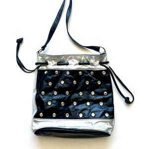 Vintage 80s Metallic Bronze Rhinestone Shoulder Bag 1980s Round Purse Clutch Handbag