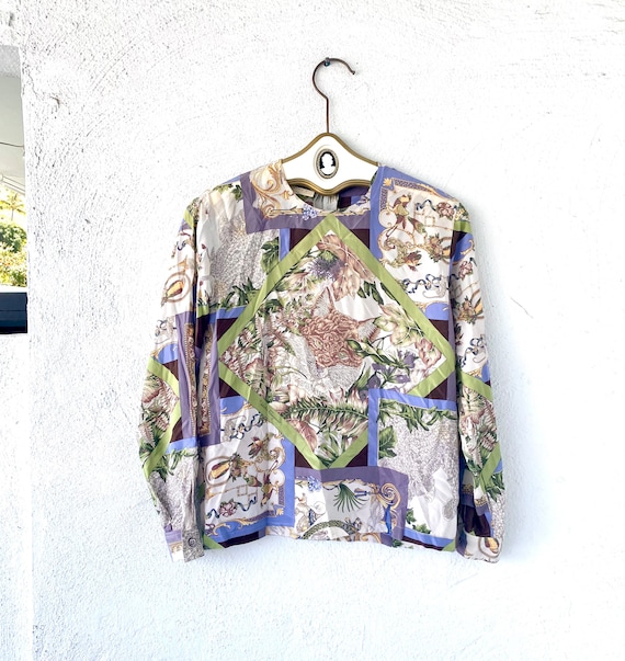 Buy Vintage Salvatore Ferragamo Scarf Top Silk Animal Baroque Shirt Online in India Etsy