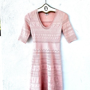 Vintage Missoni Knit Dress Pink Star Horseshoe Lurex Dress