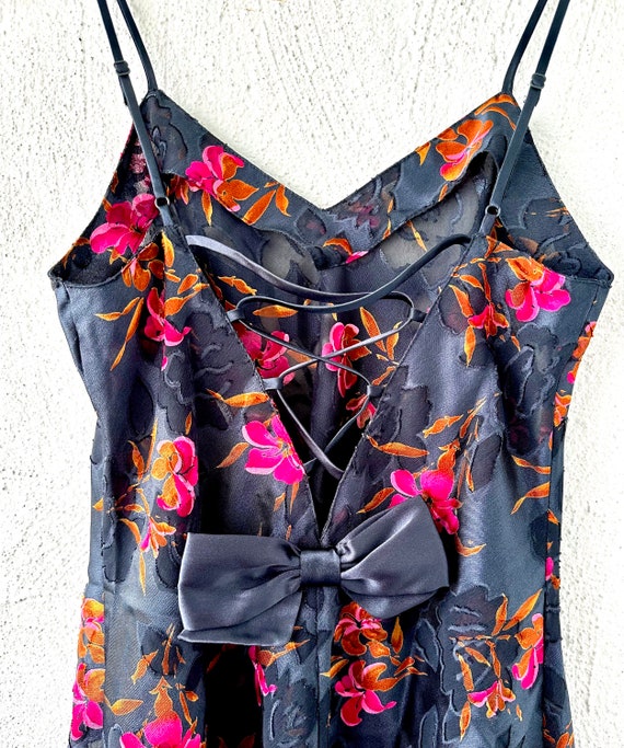 Vintage 80s 90s Bias Cut Slip Dress Floral Strapp… - image 3