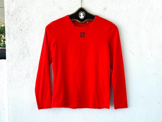 Givenchy, Vintage Givenchy Logo Red Top Uniform Shirt