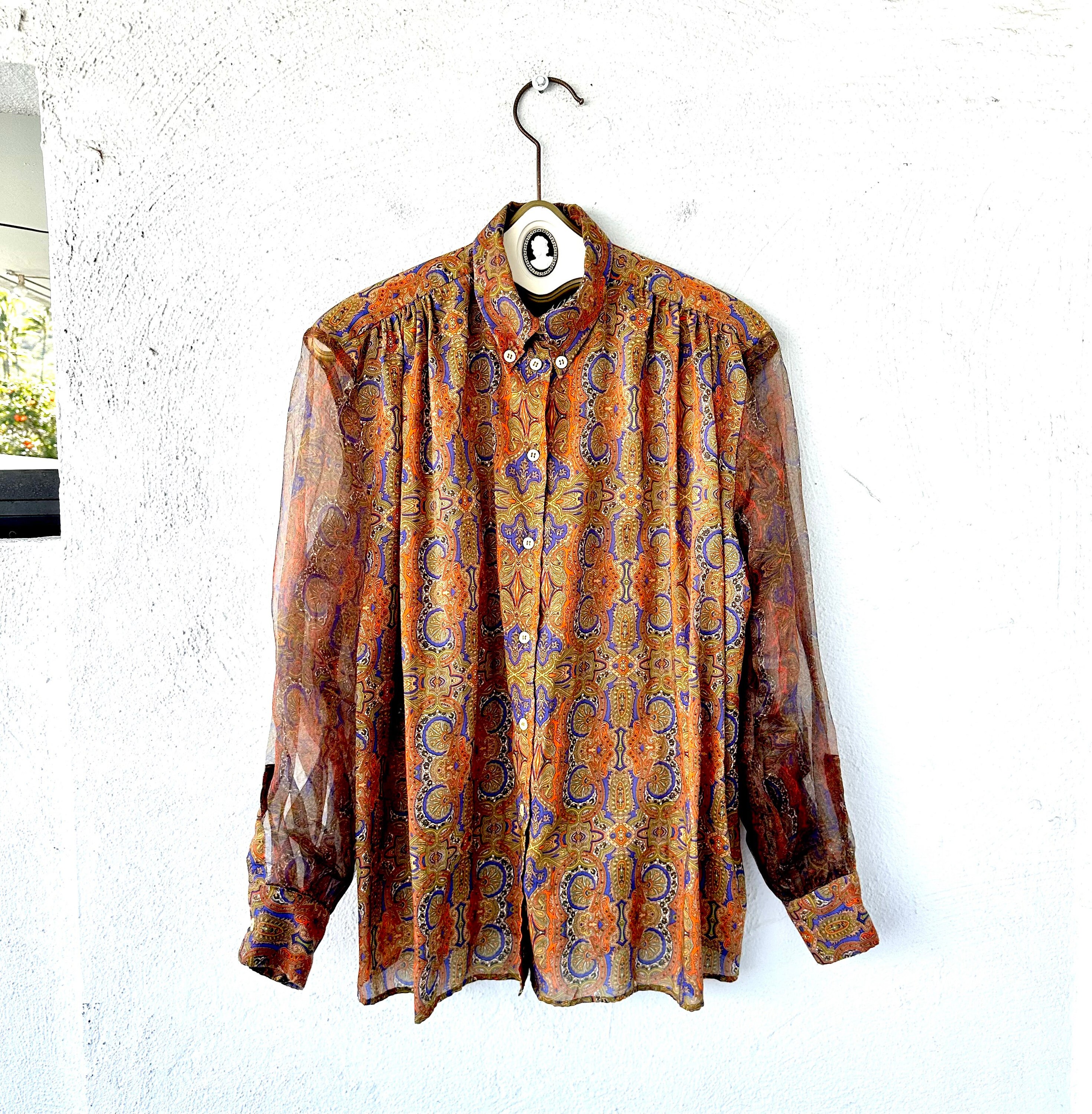 ファッション Vintage 80s 90s Gianfranco Ferre Oaks by Ferre Shirt Sheer トップス