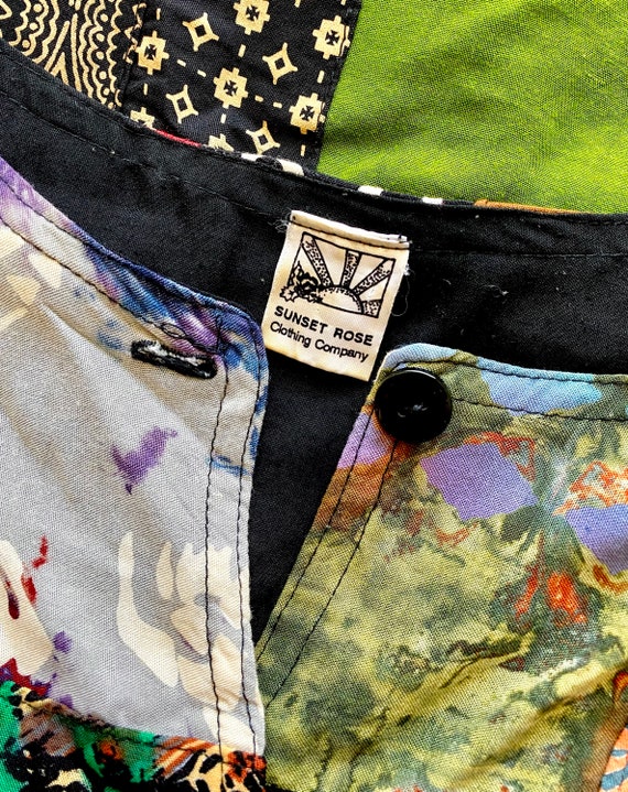 Vintage 90s Patchwork Cropped Jacket 1990s Boho C… - image 6