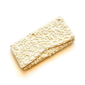 Vintage 50er 60er Perlen Tasche weiß Hochzeit Handtasche Pailletten 1950er Jahre Brauttasche Envelope Clutch