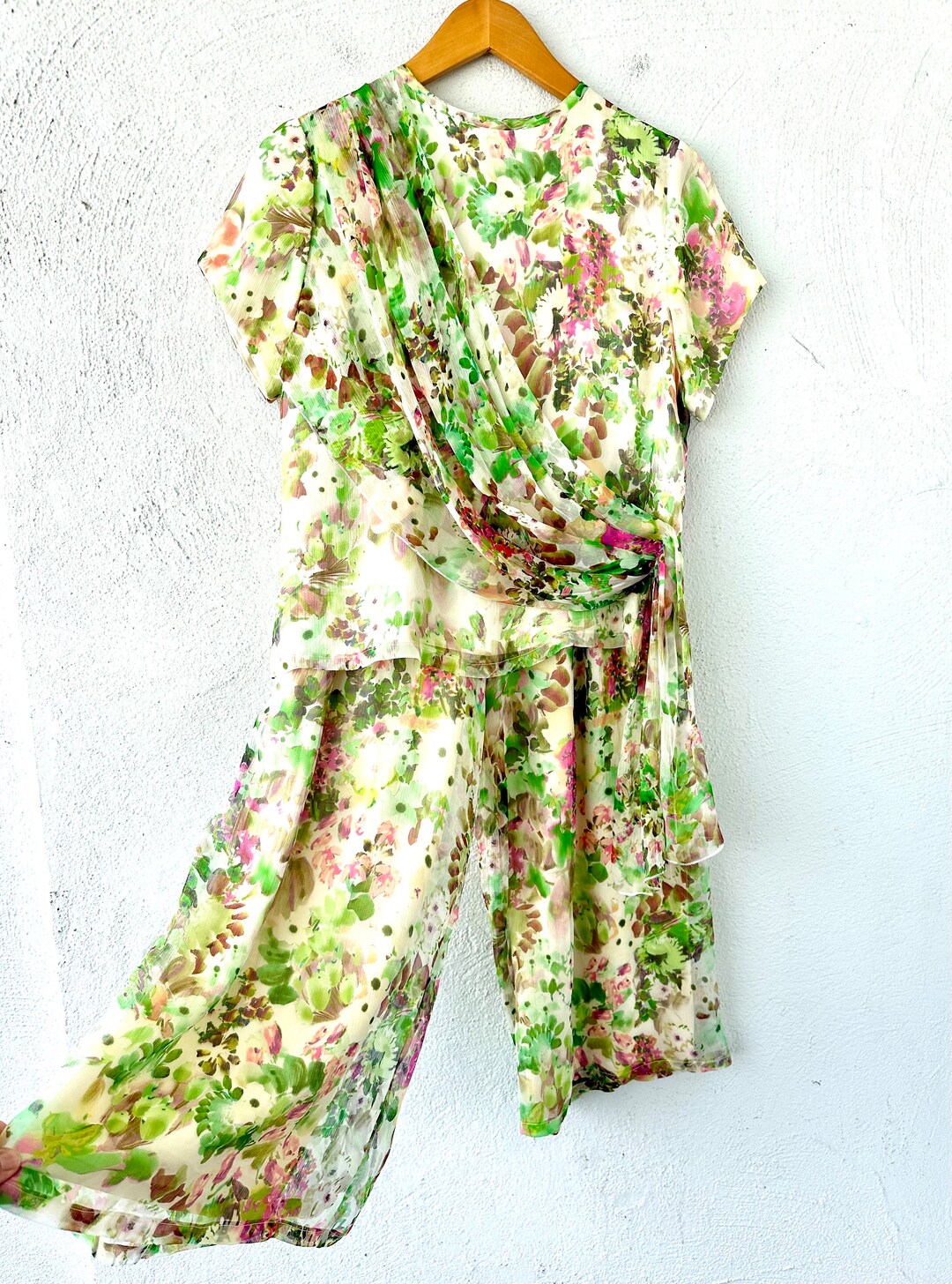 Vintage Silk Pants Set Golden Shiny 2 Piece Top and Pant Set - Etsy