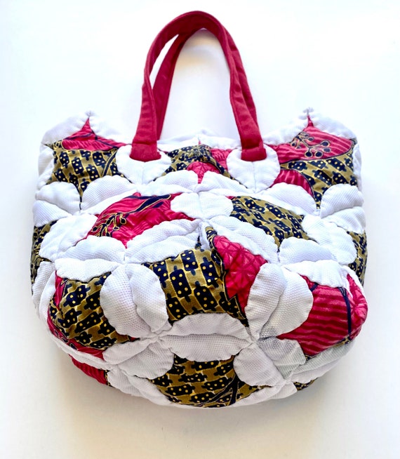 Vintage Star Quilt Bag Quilted Patchwork Purse Ha… - image 7