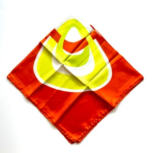 Vintage 60s Mod Silk Scarf Yellow White Red 1960s 1970s Graphic Scarf Accessory
