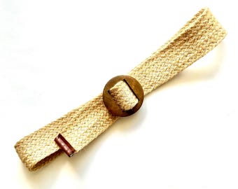 Vintage Stretch Braided Belt Size L to XL Earth Tone Woven Gold Hook Vintage Stretch Braided Belt Size L to XL Earth Tone Woven  main image 3