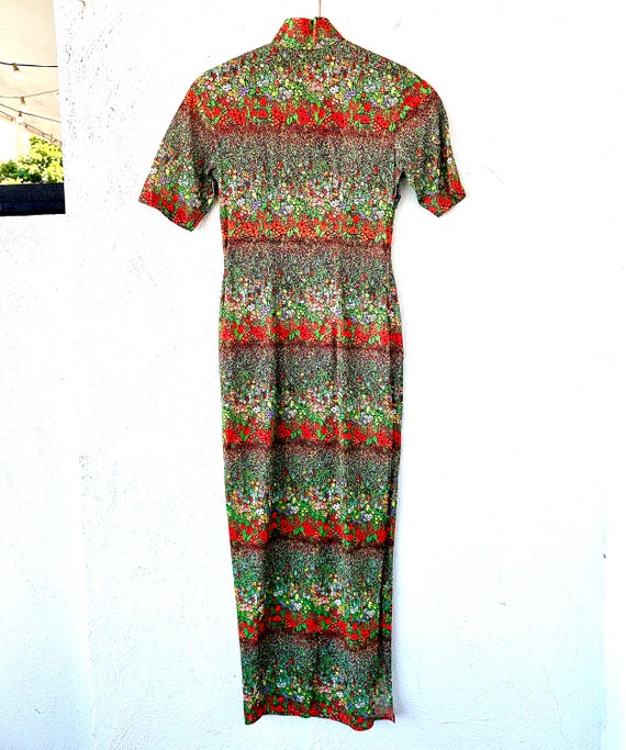 Vintage Cheongsam 60s 70s Psychedelic Floral Qipa… - image 7