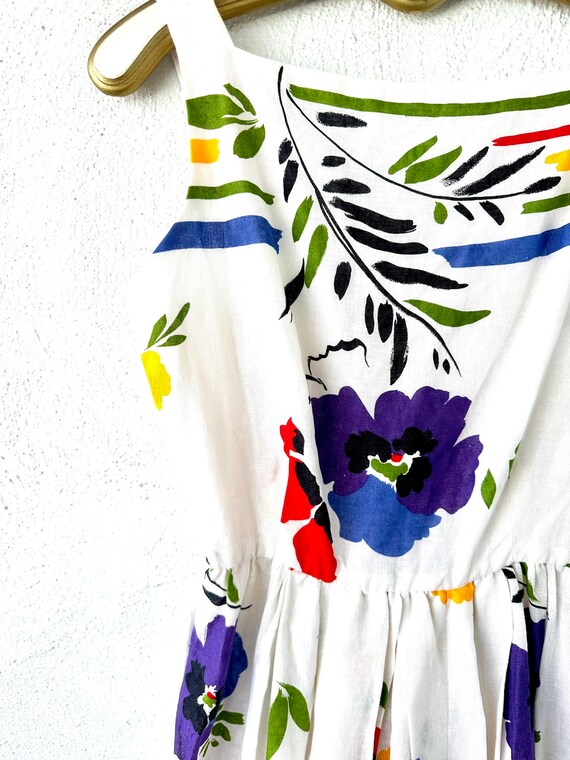 Vintage 60s Saks Fifth Avenue Linen Floral Dress … - image 7