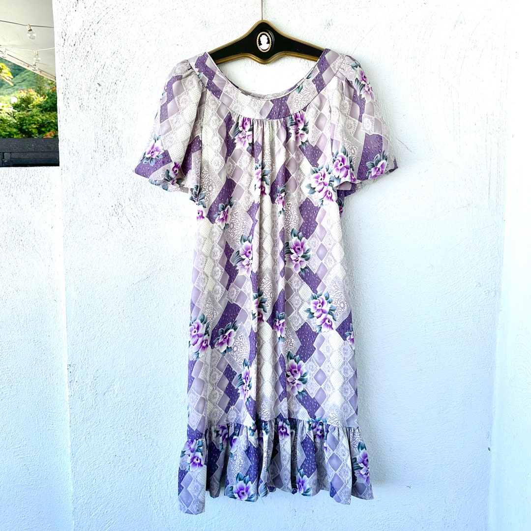 Vintage 70s 80s Hawaiian Muumuu Floral Hawaii Prairie Dress Cottagecore ...