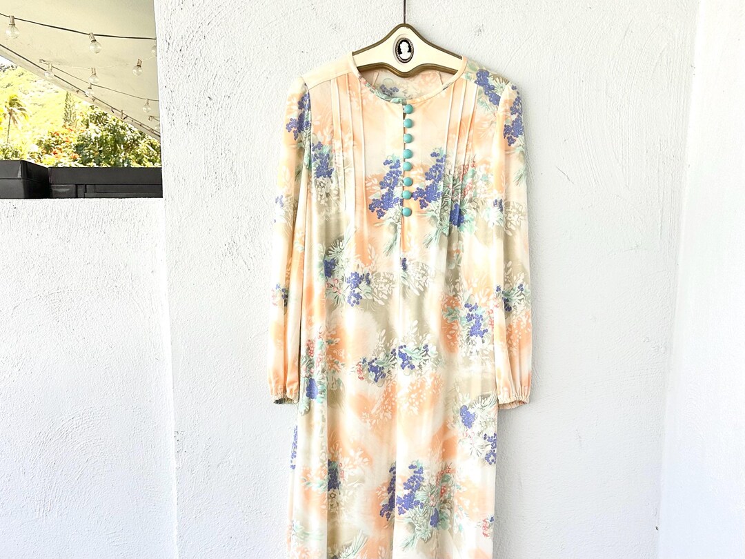 Vintage 70s Hawaiian Muumuu Prairie Floral 1970s Hawaii Dress Maxi ...