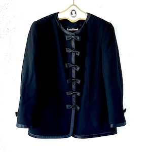 Vintage Louis Feraud Bow Suit Jacket 80s 90s 1980s 1990s Black Blazer