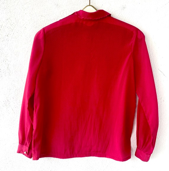 Vintage 80s Embroidered Lace Pink Blouse Shirt Hi… - image 6