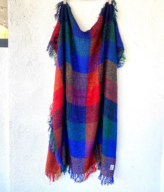 Vintage 60s Plaid Fringe Scarf Checkered Winter W… - image 8