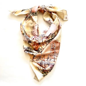 Vintage Japanese Silk Scarf Floral Scarf Long Pink Artsy Scarf