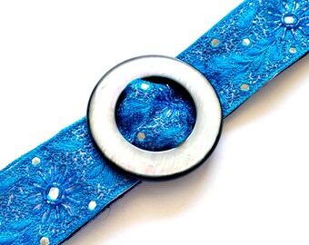 Vintage 90s Y2k Boho Embroidered Belt Blue Beaded Sash - Etsy