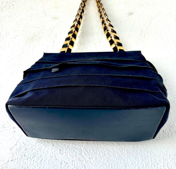 Vintage Salvatore Ferragamo Bag Dark Blue Gold Purse Shoulder Bag
