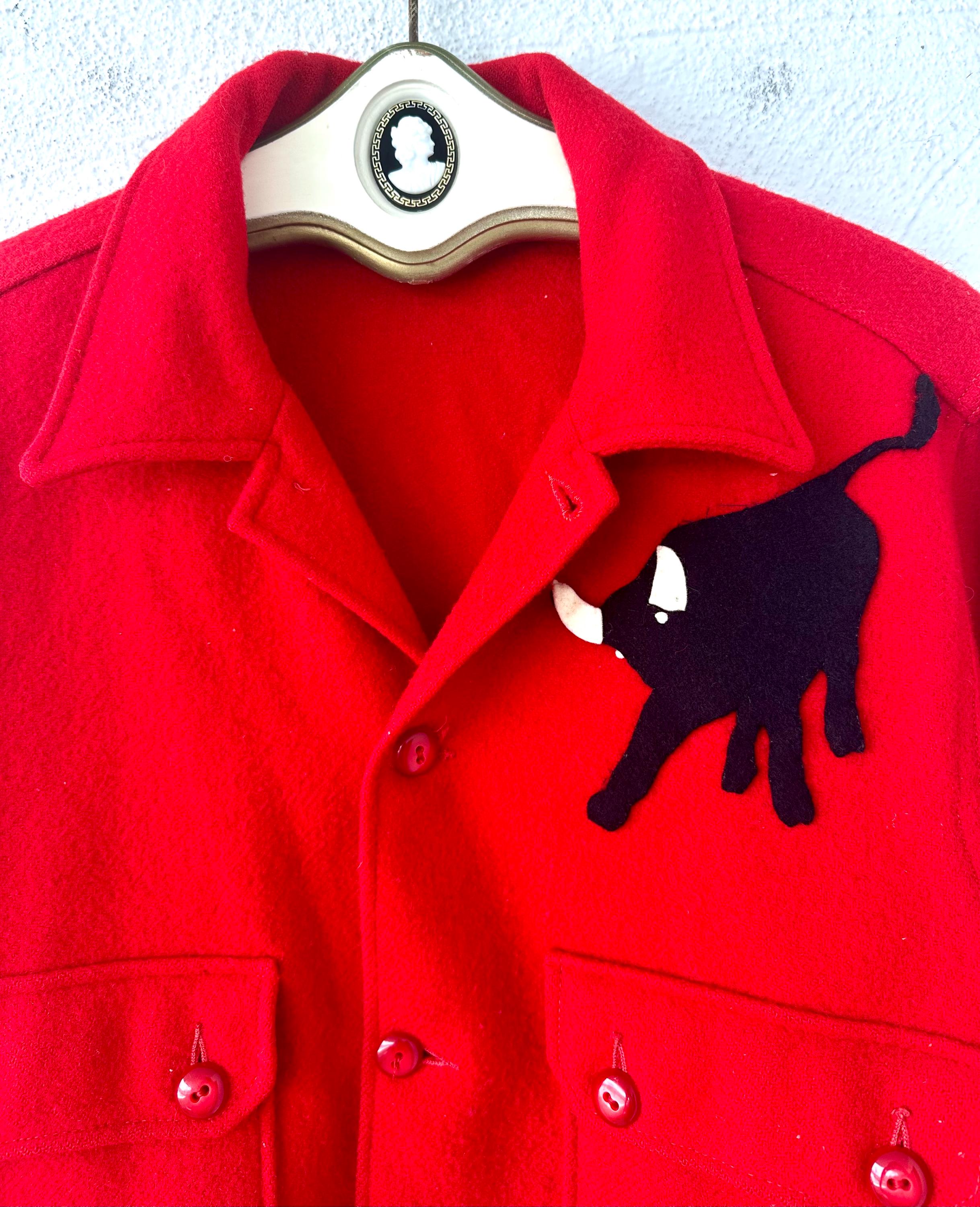 Vintage 60s Wool Bull Patch Jacket Philmont Ranch Scout Leather