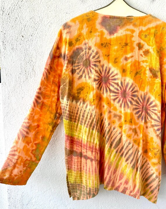 Vintage 70s Indian Boho Gauze Shirt 1970s Hippie … - image 7