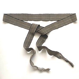 Vintage Woven Fringe Obi Belt Striped Sash