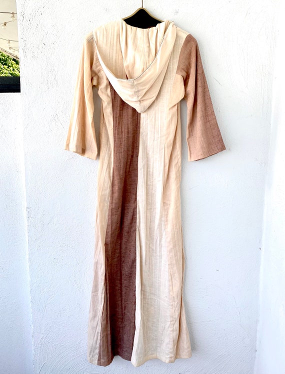 Vintage 60s 70s Hippie Hooded Dress Boho Ombré Pa… - image 9