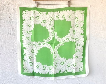 Vintage 60er 70er Jahre Psychedelic Floral Swirl Grün Weiß Schal