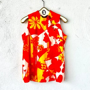 Vintage 60er Jahre Psychedelisches Hawaiihemd Flower Power Top Hawaiihemd 1960er Jahre Swing Tunika Psychedelisch