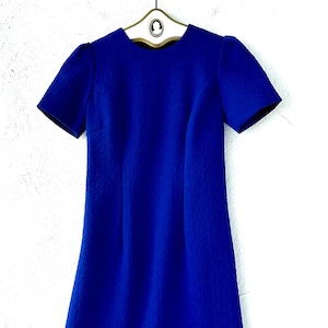 Vintage 1960s Mod Mini Dress 60s Knit Dress Cobalt Blue