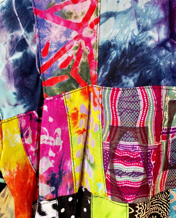 Vintage 90s Patchwork Cropped Jacket 1990s Boho C… - image 8