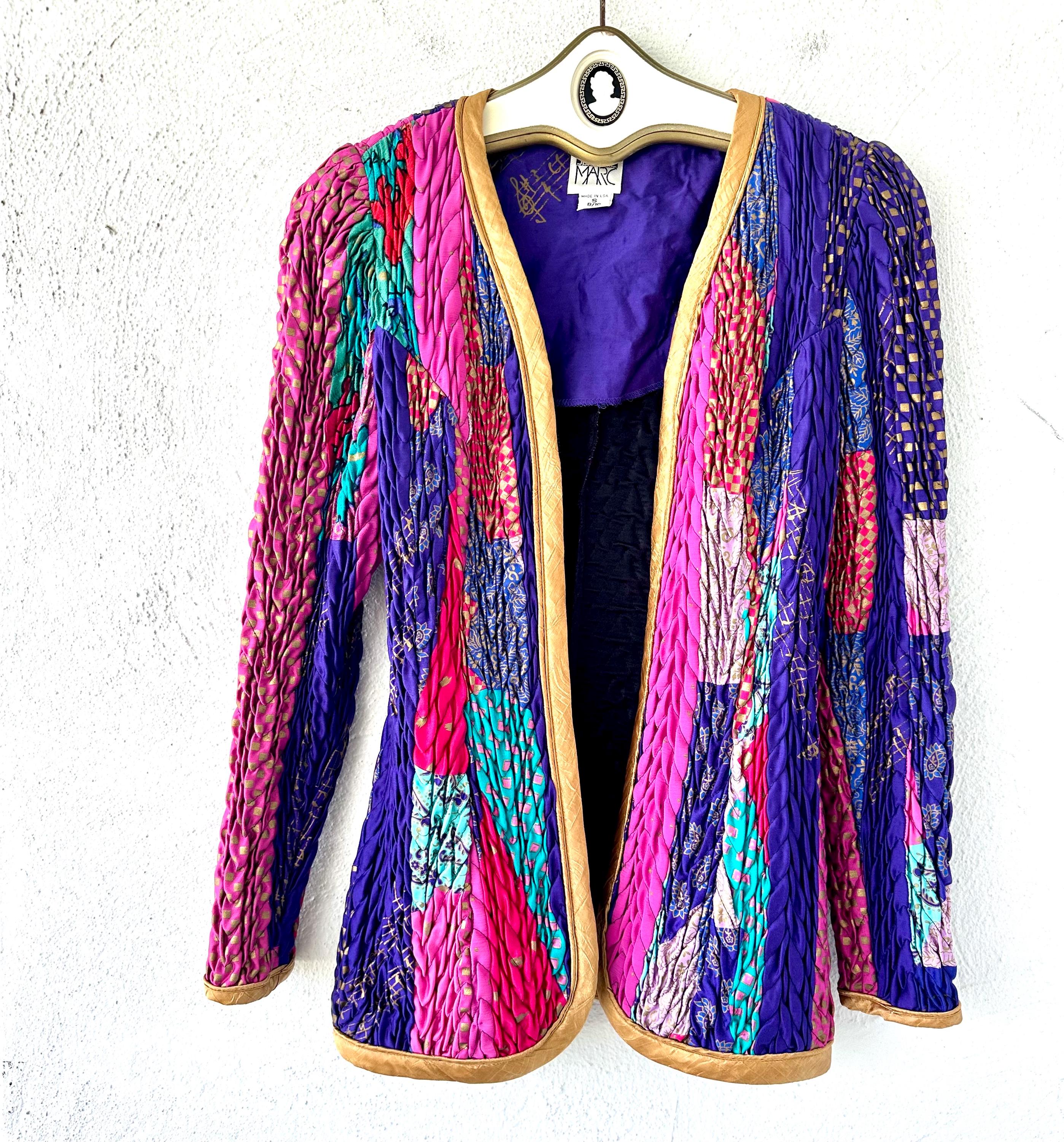 Santa Monica - Jeanne Marc キルティングジャケット Vintage Jeanne Marc Patchwork Quilted Jacket Top 80s 90s Colorful