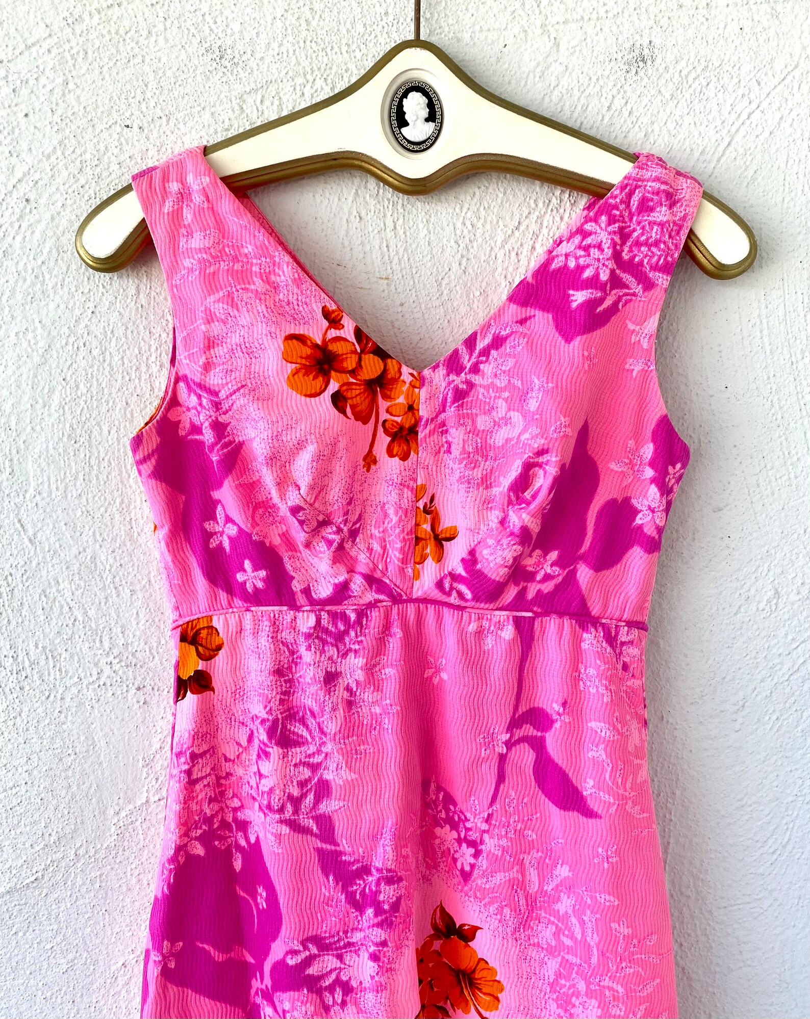 Vintage 60s 70s Hawaiian Bright Pink Floral Dress Hawaii Short - Etsy