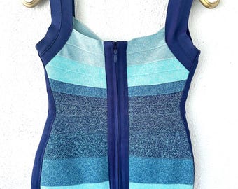 herve leger blue ombre bandage dress Vintage Banded Bodycon Dress elegant women dresses Birthday shoot in a Size:6/MEDIUM Size XS