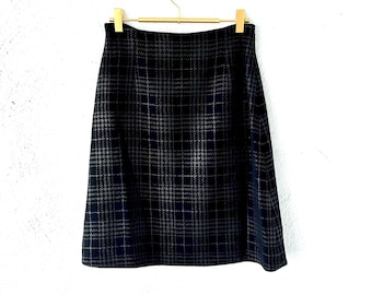 Vintage 90s Gianni Versace Skirt Black Silver 1990s Plaid Mini Skirt