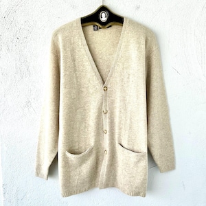 Vintage 90s Minimalist Wool Cardigan 1990s Oversized Knit Sweater
