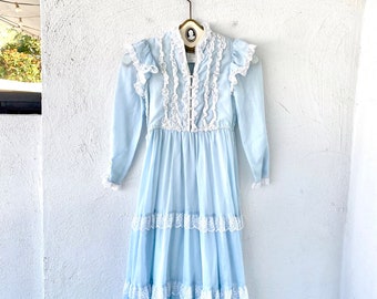 Vintage Gunne Sax Prairie Dress Girls Lace Dress