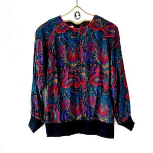 Vintage 70s 80s Paisley Shirt 1970s 1980s Folk Top
